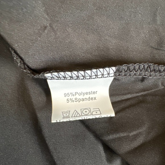 PrettyGarden Black Silky‎ Short Sleeve Lined Dress with Middle Tie Medium NWT - Picture 7 of 8